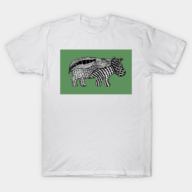 Hippopotamus Zentangle drawing T-Shirt by JennyCathcart